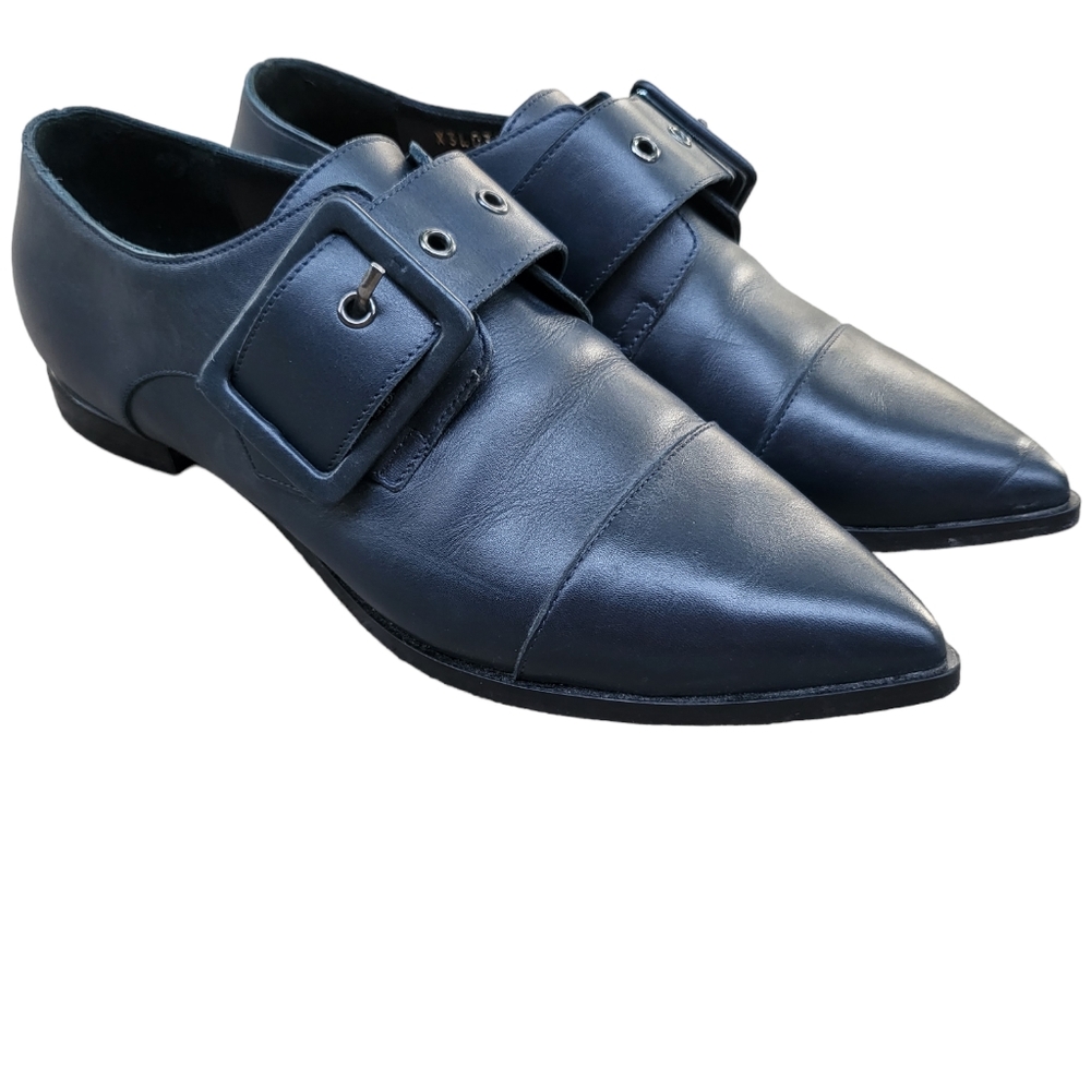 Emporio Armani Women's Buckle Loafers in Midnight Blue Sz 35